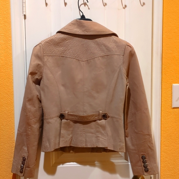 Leather Jacket Beige Size M - Picture 7 of 13